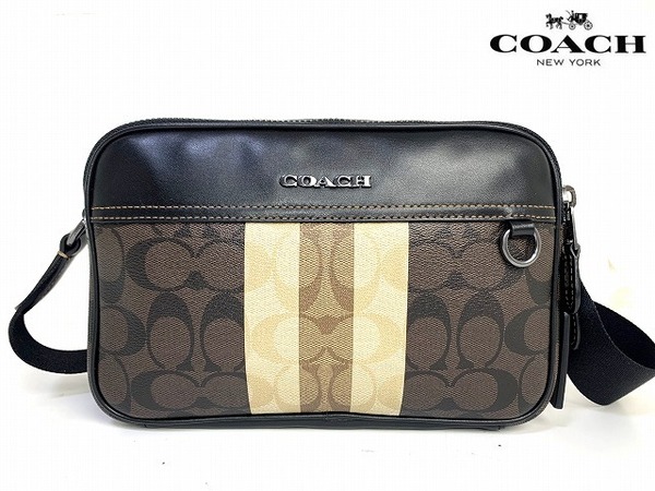 新品同様★送料無料★ コーチ メンズ COACH シグネチャー グラハム クロスボディ 斜め掛け カメラ ショルダーバッグ