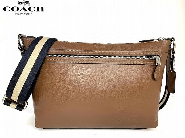 美品★送料無料★人気モデル コーチ メンズ COACH チャールズ レザー クロスボディ ショルダーバッグ ブラウン