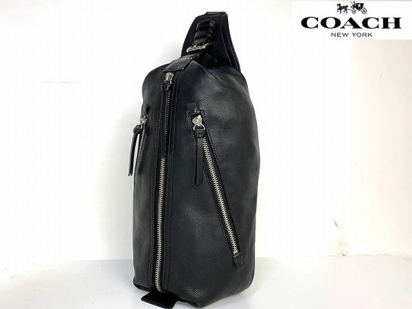送料無料★ コーチ メンズ COACH トンプソン レザー ボディバッグ ワン ショルダーバッグ ブラック