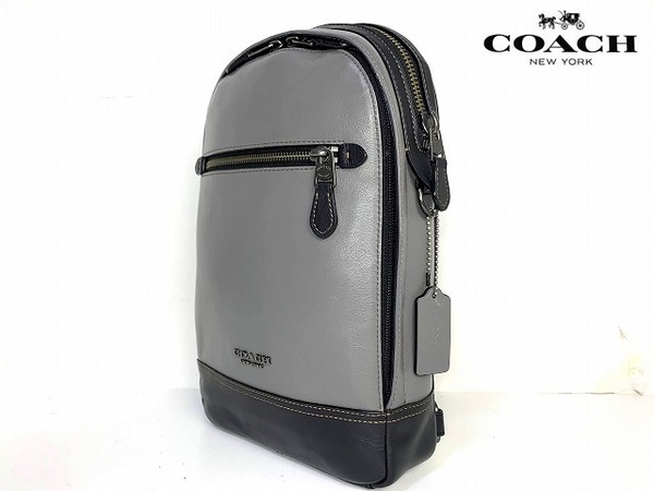 極美品★送料無料★ コーチ メンズ COACH グラハム スムース レザー スリング パック ボディバッグ ★