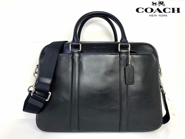 送料無料★ コーチ COACH メンズ レザー 2Way ビジネスバッグ ブリーフ ショルダー バッグ ブラック