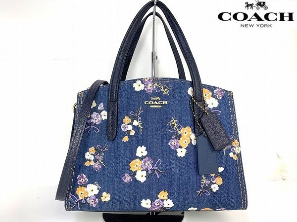 極美品★送料無料★ コーチ COACH ラグジュアリー チャーリー デニム 2Way ショルダーバッグ トートバッグ ハンドバッグ