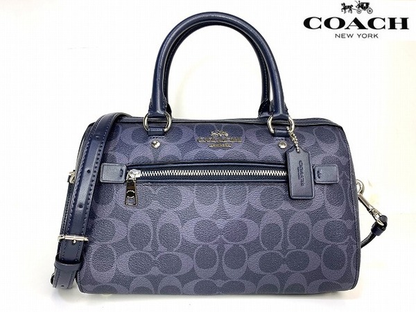 美品★送料無料★ コーチ COACH ラグジュアリー シグネチャー ローワン サッチェル 2Way ショルダーバッグ ハンドバッグ
