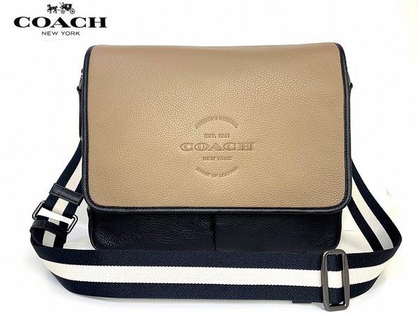 極美品★送料無料★ コーチ メンズ COACH トンプソン ペブルド レザー クロスボディ ショルダーバッグ C5395