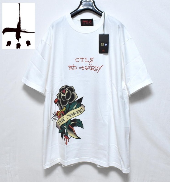 【送料無料】新品 CVTVLIST × Ed Hardy Tシャツ 2 210111EH08 カタリスト エドハーディー コラボ ホワイト