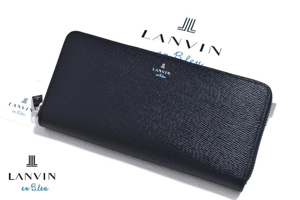 【送料無料】新品 LANVIN en Bleu【ワグラム】ラウンドファスナー 長財布 579606 ネイビー ランバンオンブルー