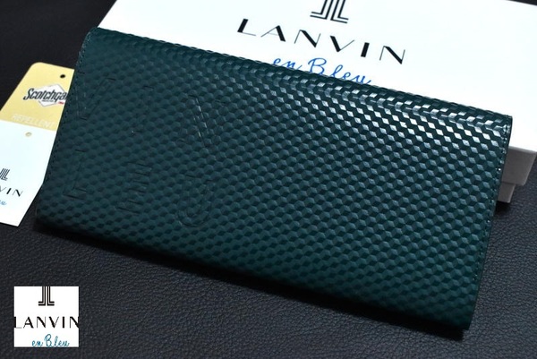 【送料無料】新品 LANVIN en Bleu【ディジョン】長財布 546605 グリーン ランバンオンブルー 撥水 牛革