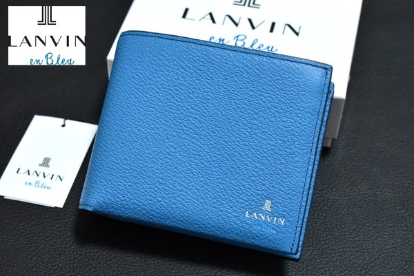 【送料無料】新品 LANVIN en Bleu 牛革 2つ折り財布 541602 ブルー ランバン オン ブルー レザー