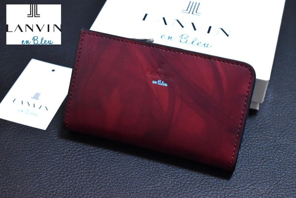 【送料無料】新品 LANVIN en Bleu【ミスティカル】キーケース コインケース 532601 レッド 小銭入れ マーブル 牛革 ランバンオンブルー