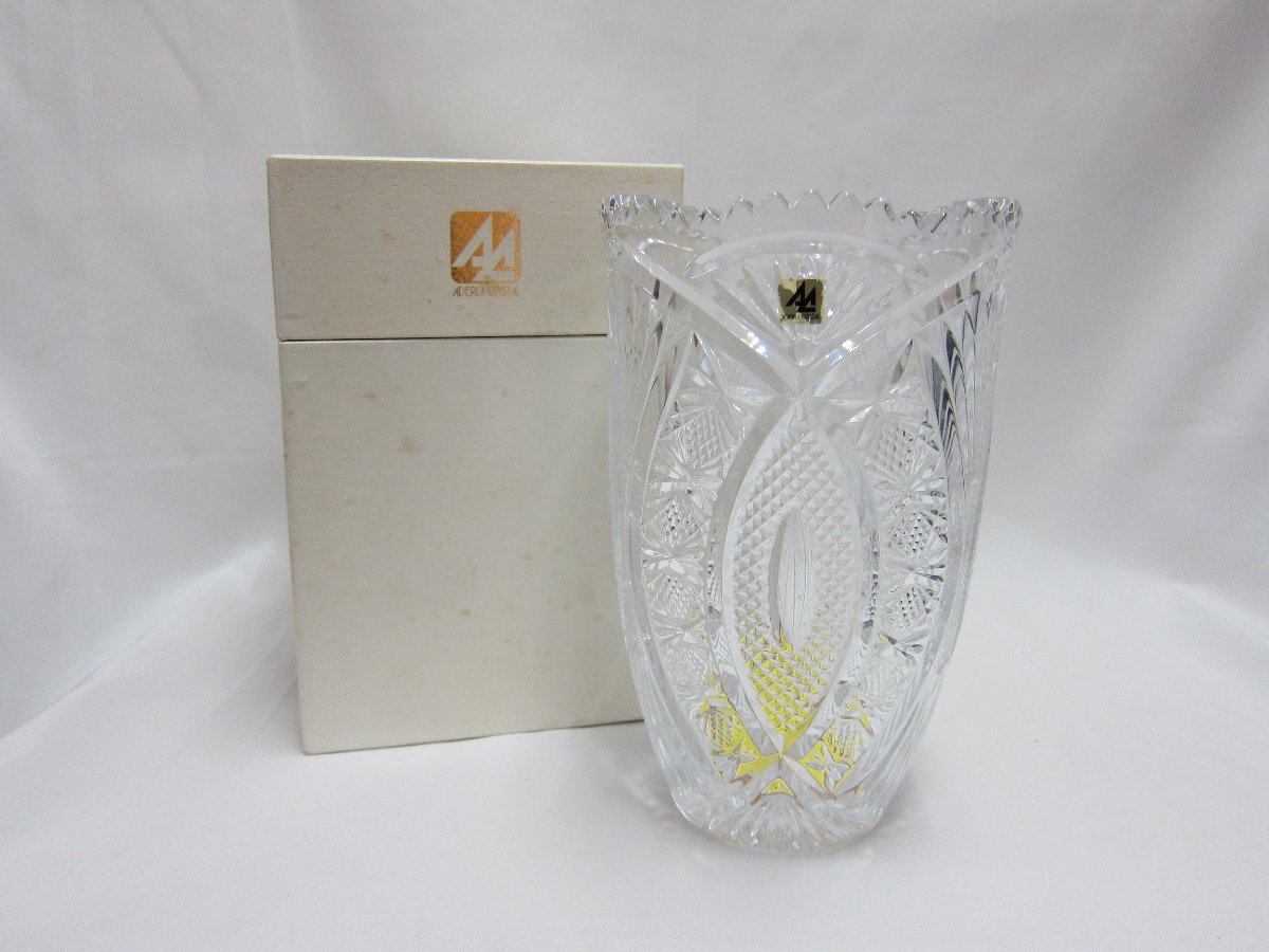 石塚硝子 花瓶 約35センチ スロバキア製 Aderia Crystal アデリア石塚硝子クリスタルガラス花瓶 : 昭和レトロ食器雑貨