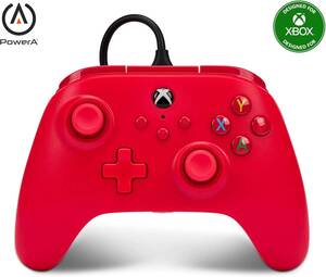 レッド 【Xbox公式ライセンス商品】PowerA 有線コントローラー Xbox Series X|S Xbox One PC W