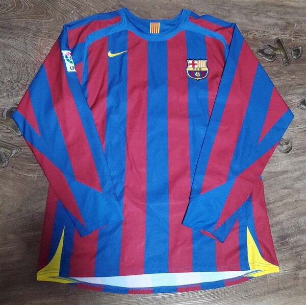 2005-06 リーガ & CL 優勝 FCバルセロナ NIKE 長袖 total90 検) CHAMPIONS LEAGUE BARCELONA L/S MESSI RONALDINHO メッシ ロナウジーニョ