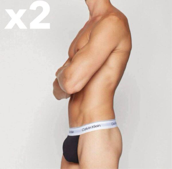 Calvin klein カルバンクライン メンズTバック M(S) 黒 2枚セット ブラック スポーツインナー メンズインナー コットンストレッチ