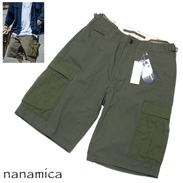 送料無料!新品 W32 ナナミカ nanamica Cargo Shorts コーデュラ リップストップ カーゴショーツ ショートパンツ SUDS315 カーキ khaki