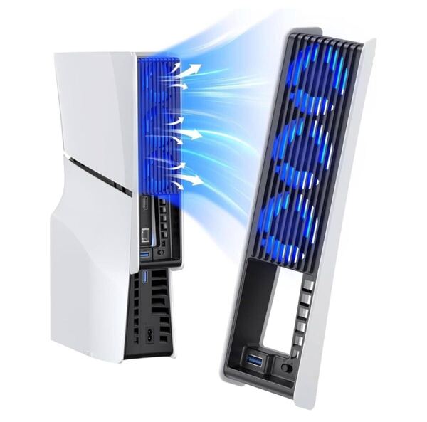新型 PS5 Slim用 冷却ファン BB1942 KIWIHOME PS5 Slim用 冷却 PS5スリム用 LEDライト USB 3.0 低騒音 熱対策【PS5/PS5 Pro非対応】