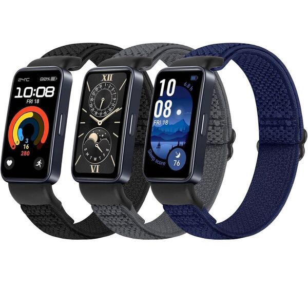 HUAWEI Band 9/HUAWEI Band 8 交換バンド ナイロン スポーツバンド 柔らかい ストラップ 3本セット男女 男女兼用
