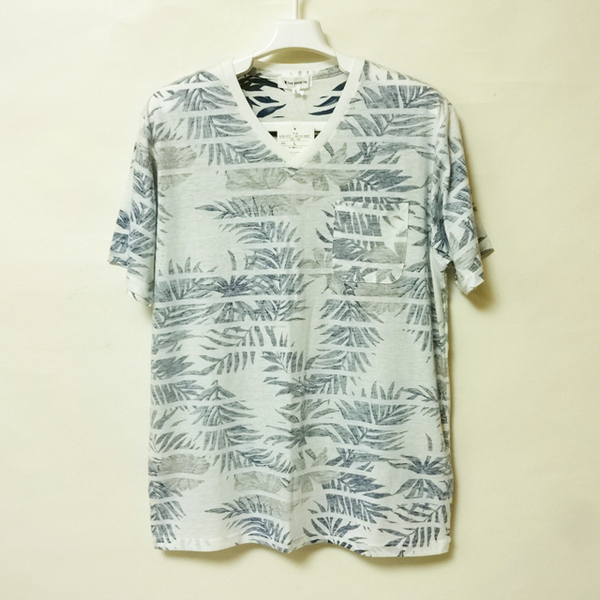 THE SHOP TK タケオキクチ メンズL ボタニカルプリント VネックボーダーTシャツ 新品 送料込み