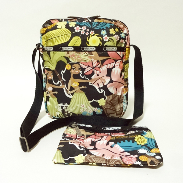 LeSportsac レスポートサック ハワイ限定 ワヒネフラ柄 ショルダーバッグ ポーチ付 中古 送料込み