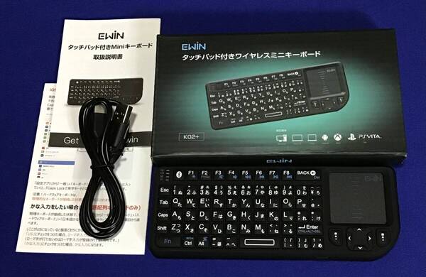 EWIN タッチパッド付きワイヤレスミニキーボード 日本語JIS配列 Bluetooth接続/2.4G無線アダプタ付属