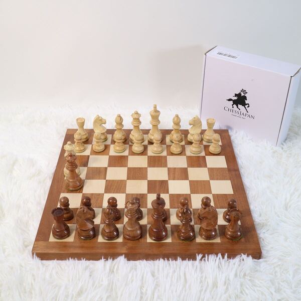 木製 チェス盤 チェスボード 駒 セット 木製 ChessJapan 95mm 日本チェス連盟公式用具 ボードゲーム