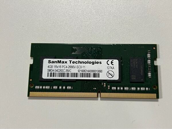SanMax DDR4 1Rx16 PC4-2666V 4GB ノート用SO-DIMM 動作確認済み ③