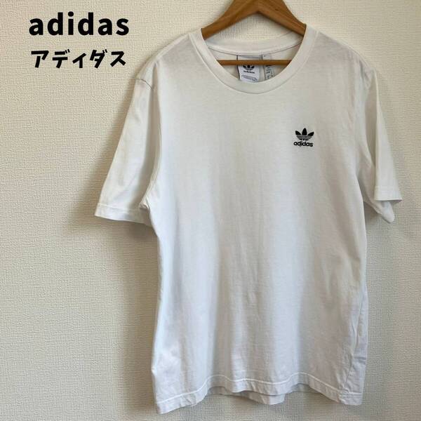 adidas アディダス 半袖 Tシャツ 刺繍ロゴ 白 ワンポイント Mサイズ