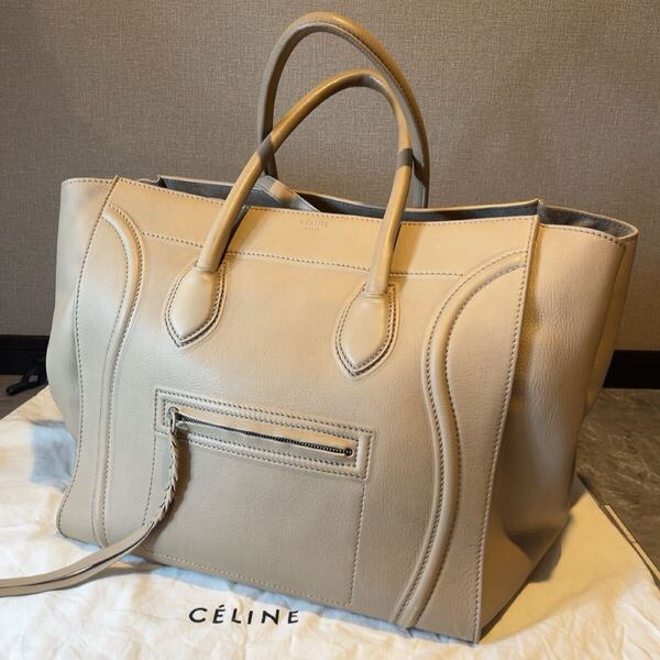《 美品 》 CELINE セリーヌ ラゲージ トートバッグ 大容量 ハンドバッグ レザー ビッグサイズ A4 旅行 付属品 保存袋