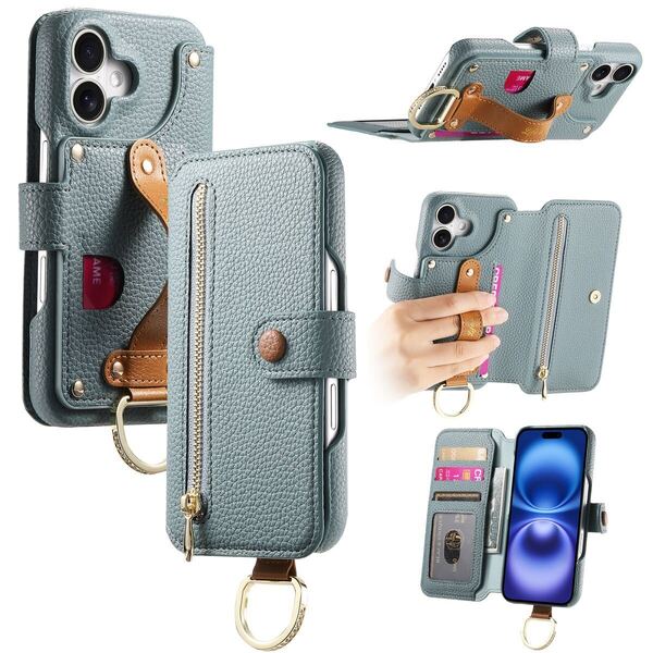 ブルー iphoneケース 手帳型 スマホケース 小物入れ 超繊皮 RFID磁気防止 スキミング防止 カードポケット 財布型 携帯カバー レディース