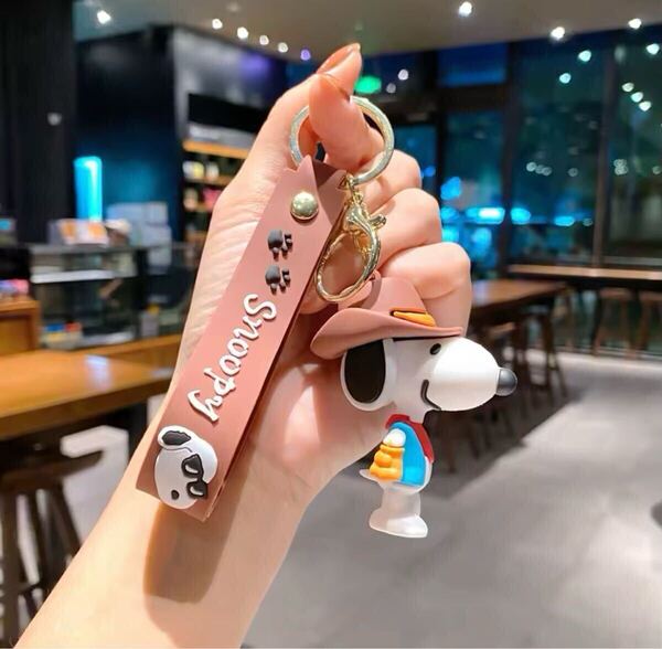 【新品未使用】SNOOPY スヌーピー カウボーイ シリコンキーホルダー チャーム ブラウン