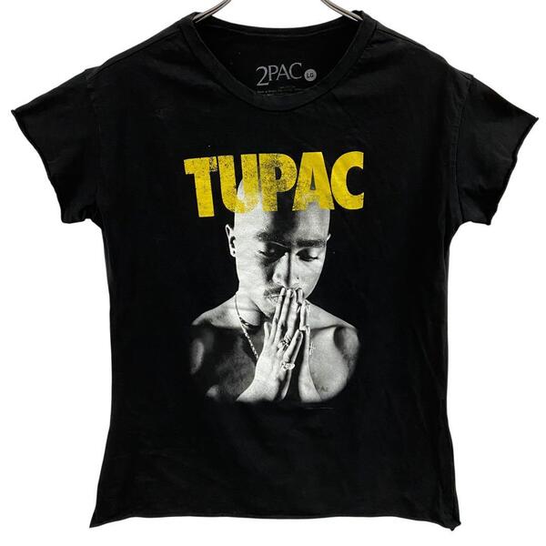2PAC 90s風 ラッパーTシャツ 黒 L HIPHOP 半袖【4645】