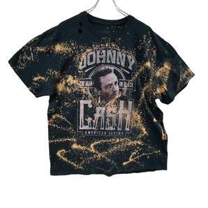キャッシュ メンズT 黒 XL ジョニーキャッシュ ブリーチ柄【4817】