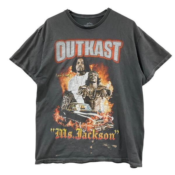 アウトキャスト メンズ半袖Tシャツ M 灰 ヒップホップ ラップT【4895】