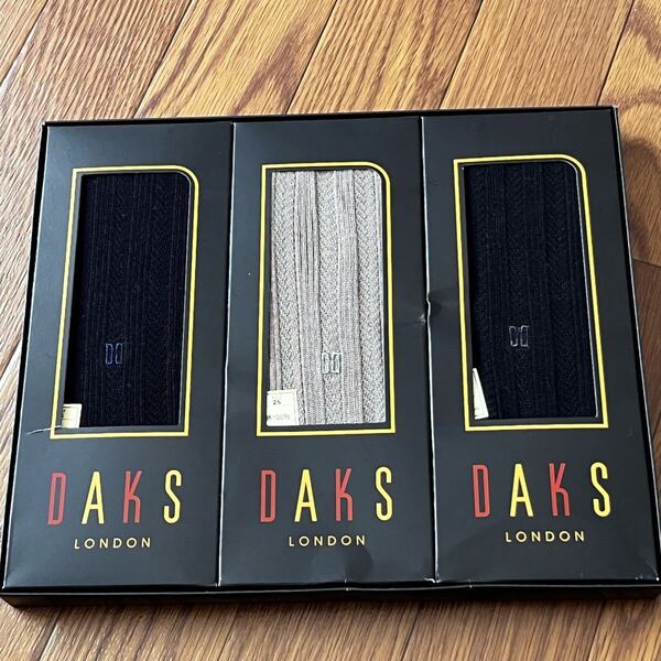 送料無料 未使用 ダックス DAKS メンズ ビジネスソックス 3足セット 綿100% 25cm 黒 紺 グレー 靴下 ナイガイ