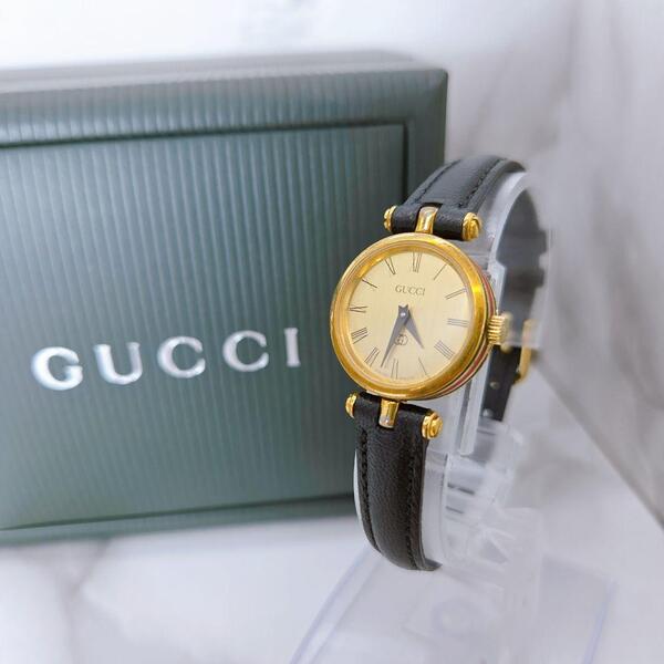 GUCCI Sherry line gold wristwatch 電池交換済み グッチ シェリーライン ゴールド 腕時計 レディース