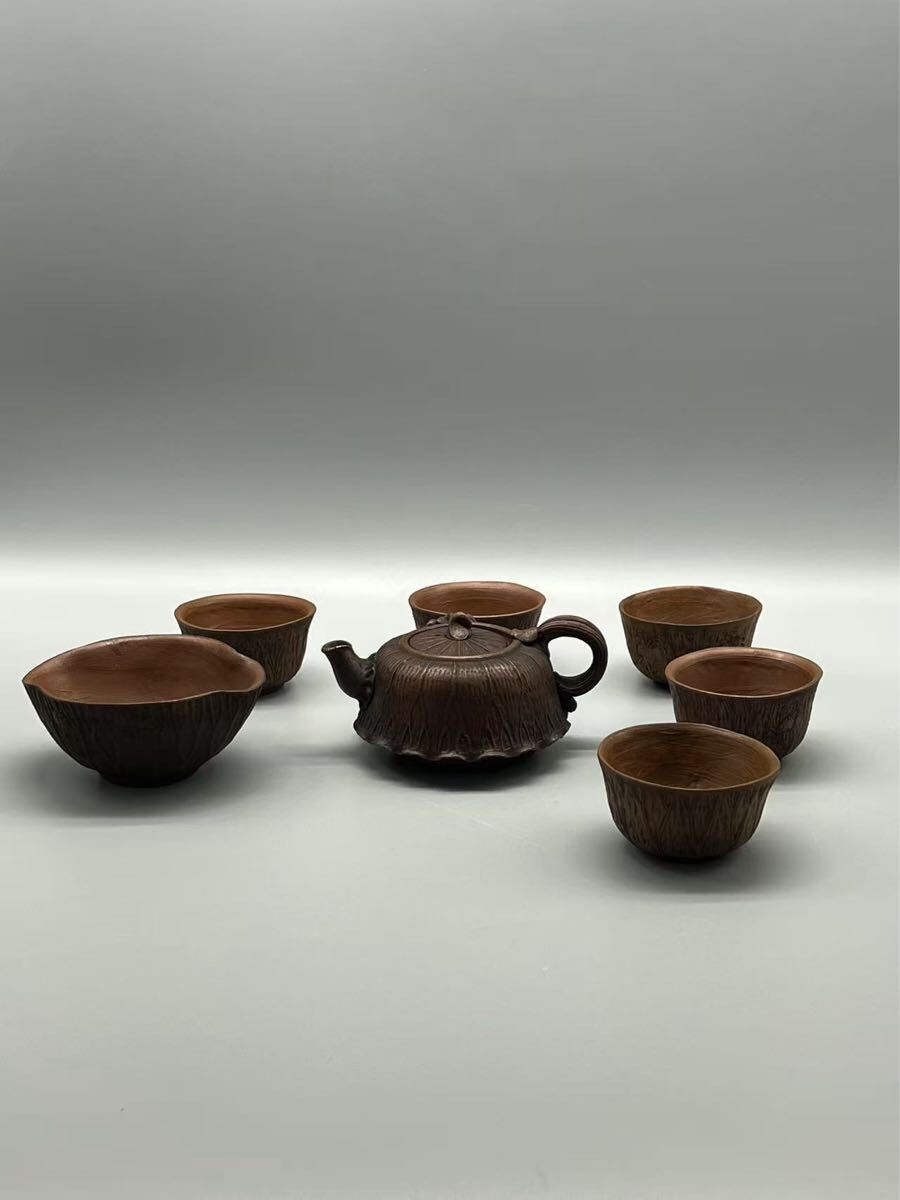 【備前焼/茶器セット】煎茶器 泉 急須 湯呑み 湯冷し 工芸品 和食器 Yahoo!オークション -「茶器 セット」(備前) (日本の陶磁)の落札
