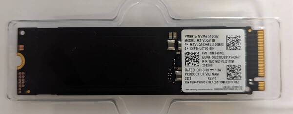 【803時間】送料無料!★Samsung MZVLQ512HBLU-00B00 512GB★NVMe PCIe3.0×4★M.2 Type 2280★正常動作確認済み