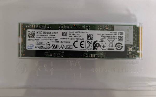 【22803時間】送料無料!★INTEL 660p SSDPEKNW512G8 512GB★NVMe PCIe3.0×4★M.2 Type 2280★正常動作確認済み