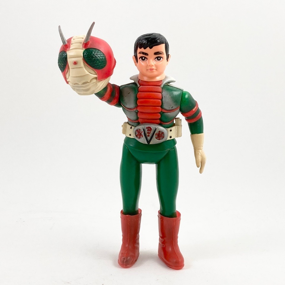 仮面ライダー バンダイ 面取れ ソフビ 1972年 石森章太郎 昭和当時物 東映 Yahoo!オークション -「仮面ライダー 面取れソフビ」の落札相場