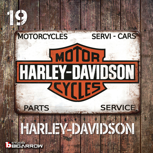 19 ブリキ看板 20×30㎝ HARLEY-DAVIDSON ハーレーダビッドソン ガレージ メタルプレート アメリカンインテリア USフェンス 世田谷ベース