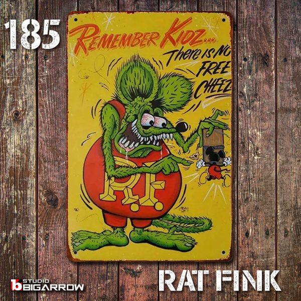 185 ブリキ看板 20×30㎝ RAT FINK ラットフィンク ガレージ メタルプレート アメリカン雑貨 USフェンス 世田谷ベース②