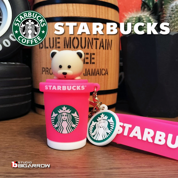 STARBUCKS スターバックス ストラップ付キーホルダー キーチェーン ピンク ベアリスタ アメリカン雑貨