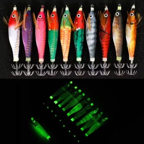 【ケース付き】エギ スッテ 75mm 3.8g 10個セット イカメタル ドロッパー 夜光 ケンサキイカ ヤリイカ