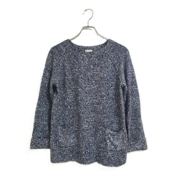 GAP ニット ポケット付き S ネイビー ミックスツイード調