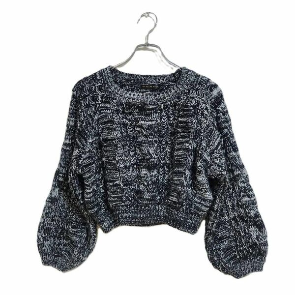 GORGE ニットセーター グレー系 M ケーブル編み ボリューム袖 ゆったり