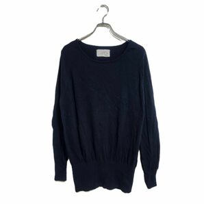 ノアールレーベル ニット 長袖プルオーバー ネイビー M シンプル 秋冬