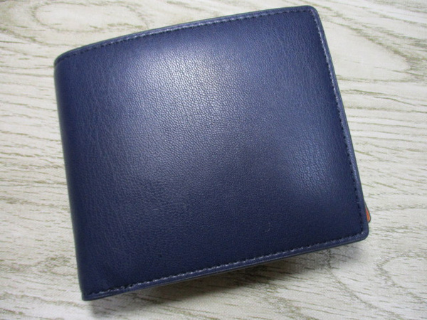 格安 財布 メンズ 二つ折り 本革 とっても柔らかい質感の牛革 スタイリッシュでおしゃれ 上品なバイカラーデザイン SALE セール ブルー