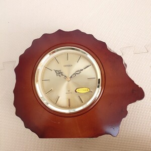 【台座欠品】CITIZEN カエデ 年輪 置き時計 シチズン 置時計 4RG231-A オブジェ 置物 飾り 昭和レトロ 木製 インテリア