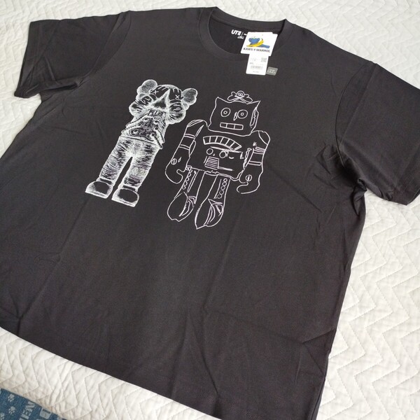 未使用 ユニクロ kaws warhol カウズ ウォーホル UT 半袖 Tシャツ 大きい 4xl men 黒 ブラック 綿100 匿名 送料無料