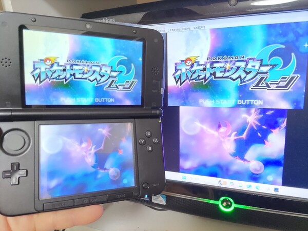 美品 ゲーム実況 3DSLL 『キャプチャー機能付き』ブラック 偽トロ 本体 PCとの接続用ケーブル ★保証有★