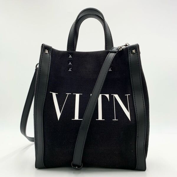 美品 VALENTINO ヴァレンティノ ガラヴァーニ 2way エコラボ 黒 ブラック 斜め掛け レディース メンズ 男女兼用 VLTN